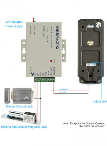 3-Piece Doorbell Intercom System With Monitoring Cameras Black/Silver