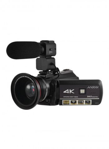 AC3 24 MP Camcorder With 2-Piece Rechargeable Batteries + Extra 0.39X Wide Angle Lens + External Microphone kit