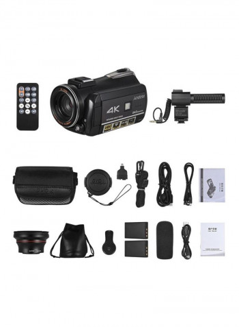 AC3 24 MP Camcorder With 2-Piece Rechargeable Batteries + Extra 0.39X Wide Angle Lens + External Microphone kit