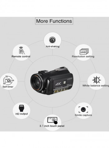 AC3 24 MP Camcorder With 2-Piece Rechargeable Batteries + Extra 0.39X Wide Angle Lens + External Microphone kit