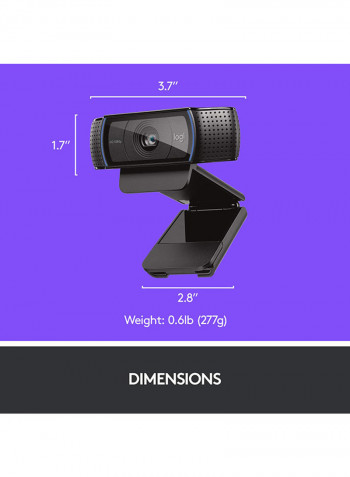 High-Definition Clip-On Web Camera 1.70x3.70x2.80inch Black