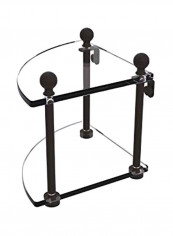 2-Tier Glass Shelf Clear/Brown 8x8x8inch