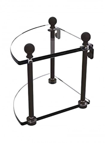 2-Tier Glass Shelf Clear/Brown 8x8x8inch