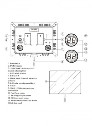 RGB LED Video Light With Remote Control 31.8 x23.8x2.7centimeter White/Blue/Greem