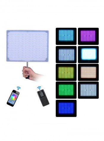 RGB LED Video Light With Remote Control 31.8 x23.8x2.7centimeter White/Blue/Greem