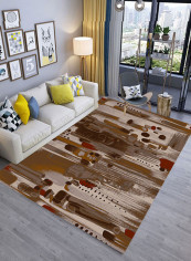 3D Abstract Art Colour Block Pattern Anti-Slip Door Mat Brown/Red 140X200centimeter