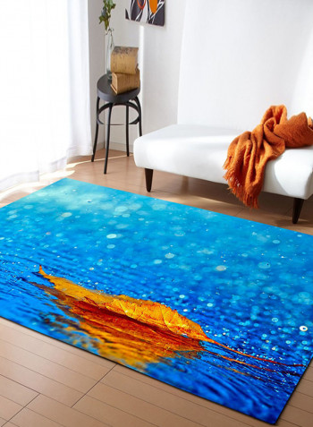 Leaves Printed Rectangle Rug Multicolour