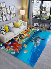 3D Dolphin Printed Anti-Skidding Carpet Multicolour 140x200centimeter