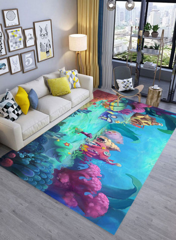 3D Sea World Anti-Skidding Carpet Multicolour 140x200centimeter
