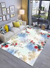 Floral Pattern Printed Rectangular Anti-Slip Carpet Multicolour 140x200centimeter