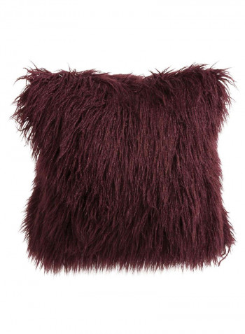 Fur Designed Throw Pillow Maroon 20 x 20inch