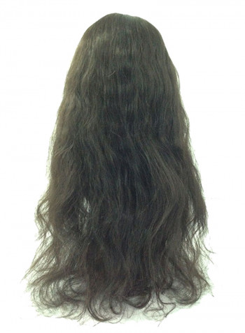 Natural Human Hair Full Wig أسود