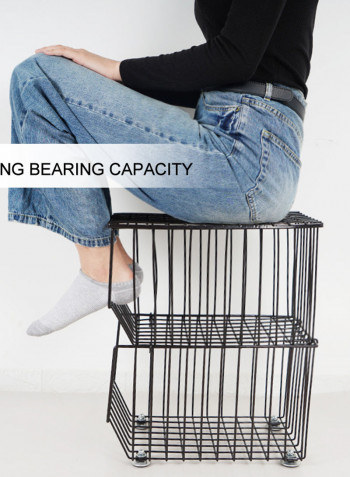 2 Layer Tier Drying Mesh Movable Space Saving Iron Storage Shelf Basket Metal Rack With Wheels White 42*27.8*30cm