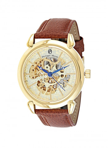Men's Leather Analog Watch LA1717GGO