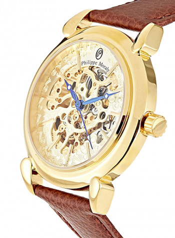 Men's Leather Analog Watch LA1717GGO