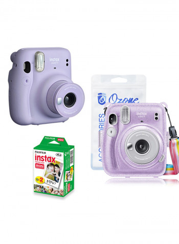 Fujifilm Instax Mini 11 Instant Camera With Transparent Case And Plain Film 20 Sheets