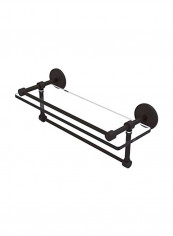 Gallery Glass Shelf With Towel Bar Matte Black/Clear 16inch