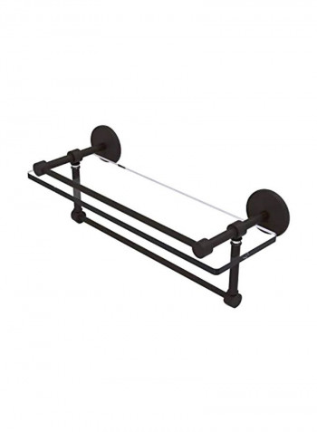 Gallery Glass Shelf With Towel Bar Matte Black/Clear 16inch