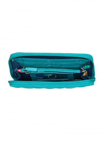 Microfiber Polyester Zipper Wallet Turquoise Sea