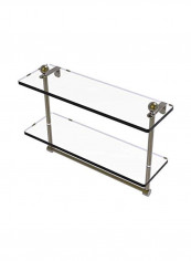 Two Tiered Integrated Towel Bar Glass Shelf Clear/Silver 16inch