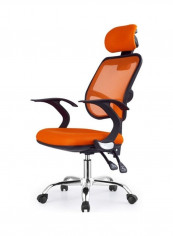 Breathable Office Chair with Bird Shaped Handrail Orange/Black