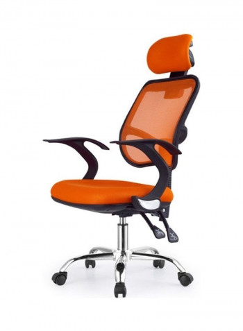 Breathable Office Chair with Bird Shaped Handrail Orange/Black