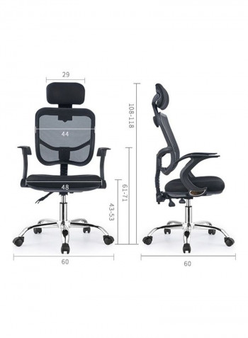 Breathable Office Chair with Bird Shaped Handrail Black