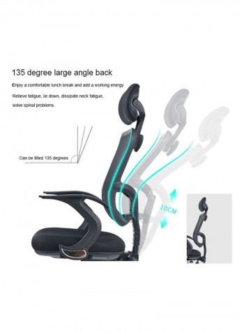 Breathable Office Chair with Bird Shaped Handrail Black