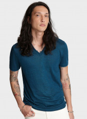 Slim Fit Linen T-Shirt Petrol Blue reviews Slim Fit Linen T-Shirt Petrol Blue