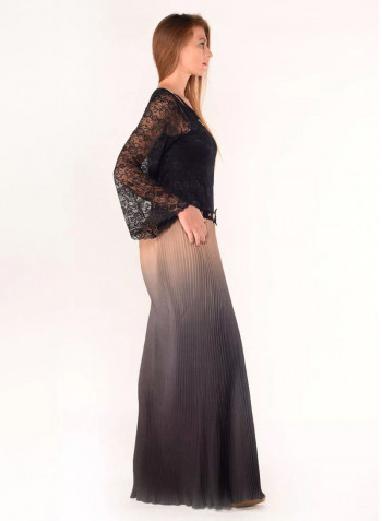 Arabian Cascade Dress Black/Beige