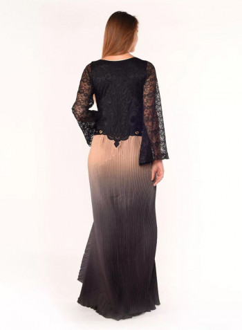 Arabian Cascade Dress Black/Beige