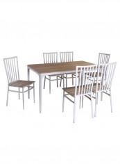 6-Seater Costagat Matte Rectangular Shaped Dining Set Brown/White