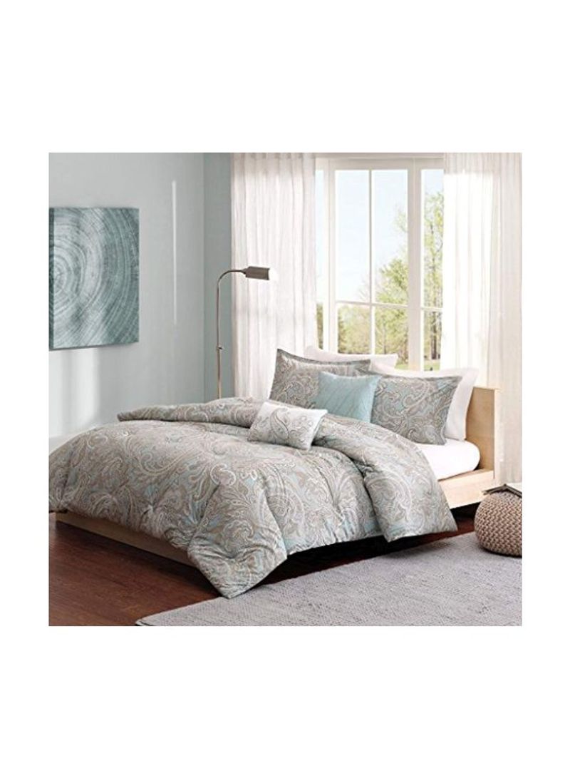 Art Work Designed Comforter Set Polyester Grey/Blue King/Cal King