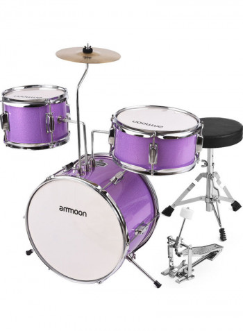 3-Piece Drums With Cymbal Drumsticks And Adjustable Throne