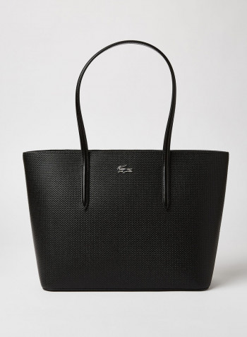 Logo Leather Tote Noir