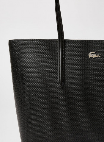 Logo Leather Tote Noir