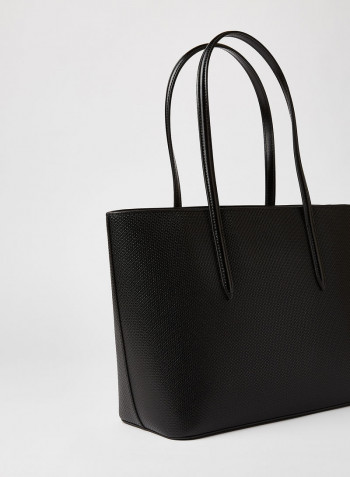 Logo Leather Tote Noir