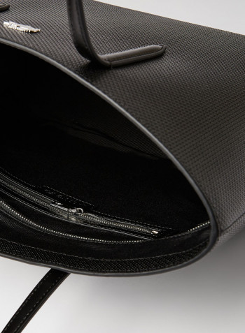 Logo Leather Tote Noir