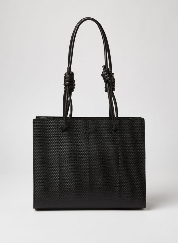Textured Leather Shopper Noir