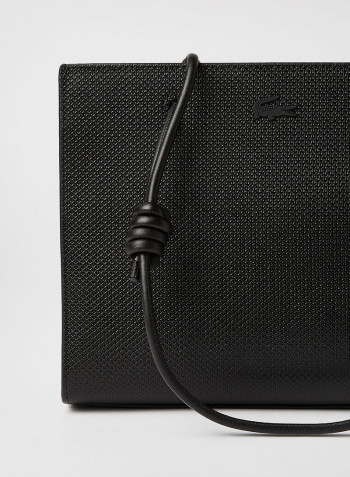 Textured Leather Shopper Noir