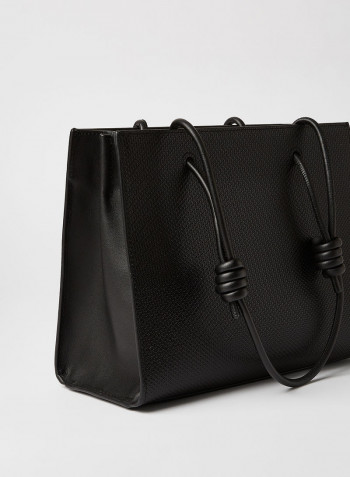 Textured Leather Shopper Noir