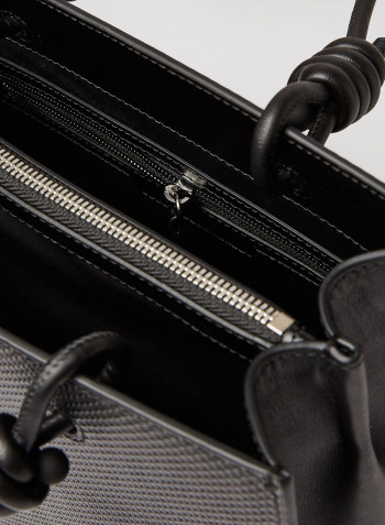 Textured Leather Shopper Noir