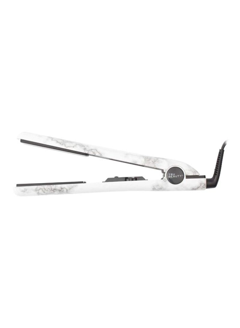 2-In-1 Marble Curling & Straightening Flat Iron White