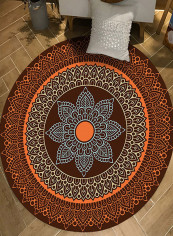 Vintage Style Ethnic Faddish Round Mat Multicolour 160x160centimeter