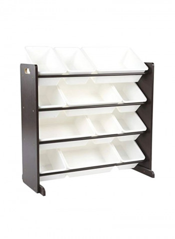 12-Plastic Bins With Toy Storage Organizer Espresso/White