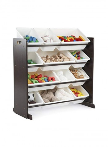 12-Plastic Bins With Toy Storage Organizer Espresso/White
