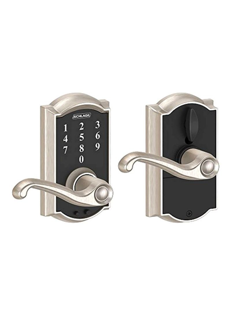 2-Piece Touch Camelot Lock With Flair Lever Black/Silver 2.71x3x5.3inch