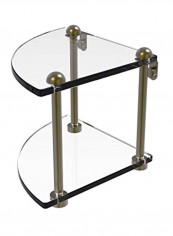 2-Tier Corner Glass Shelf Gold/Clear 8x8x8inch