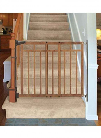 Banister And Stair Gate With Dual Installation Kit - Brown