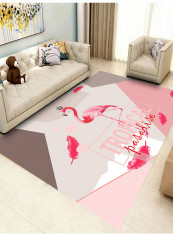Flamingos Pattern Rectangle Living Room Carpet Pink/White 200x300centimeter